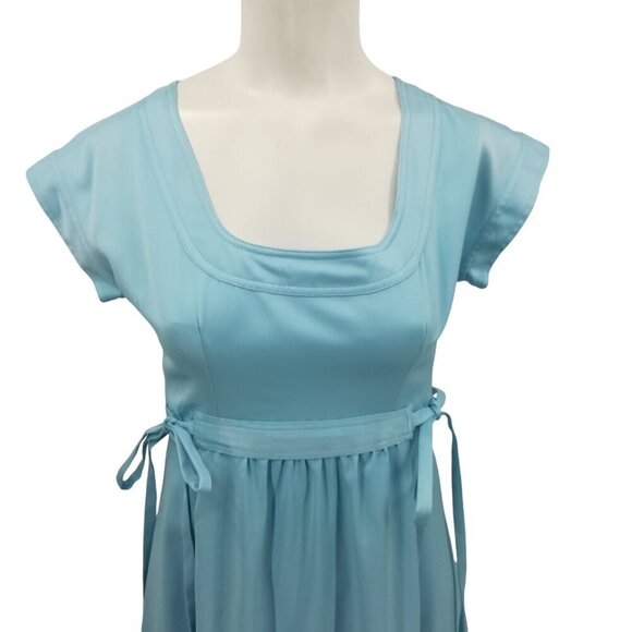 Vintage Verdas Blue Maxi Cap Sleeve Empire Waist Dress Size XS Juliet Princess - Picture 8 of 15